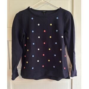 Talbots Size Small Petite Scoop Neck Long Sleeve Black Sweatshirt w/ Polka Dots